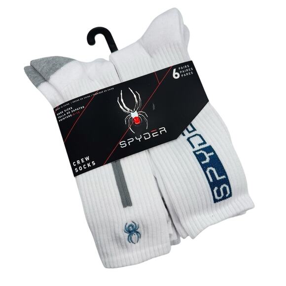 Spyder Crew White 5 Pairs Per Pack Socks Men’s Size 6-12 - Picture 1 of 7